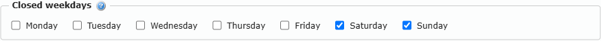 The Closed weekdays tick boxes
