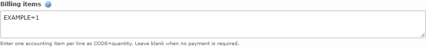 The Billing items box