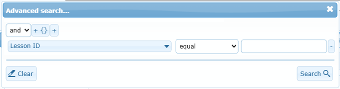 Advanced search dialog