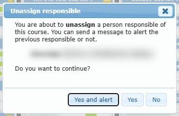 Unassign responsible confirmation (name blurred).