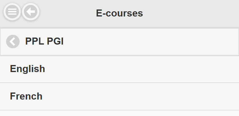 Language list of the PPL PGI course area (English, French)