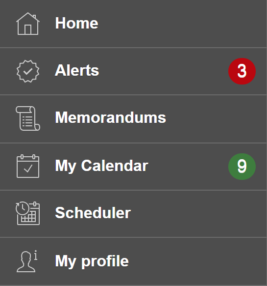 Mobile side menu with the My profile entry
