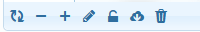 close-up of the Projects window pager showing Refresh, Delete/Close, Add, Edit, Reopen, Load and Empty icons