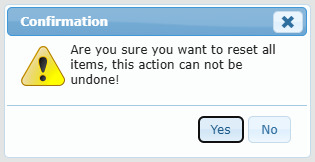 Reset All confirmation