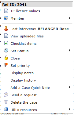 The right-click menu of an unsigned case