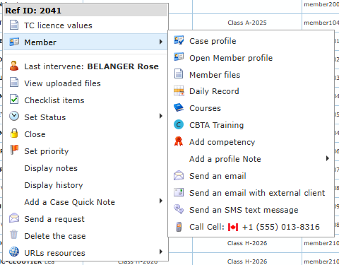 Member submenu