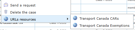 URLs resources of the case type