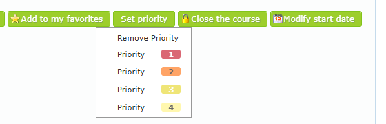 Set priority menu with Remove Priority and Priority 1 to 4