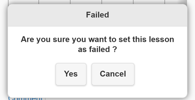 Failed confirmation window with Yes and Cancel